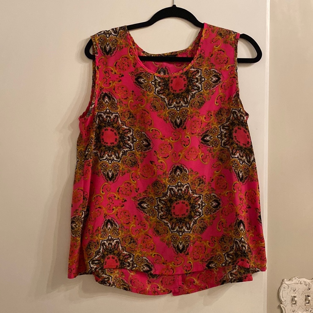 Pink flowy open back top